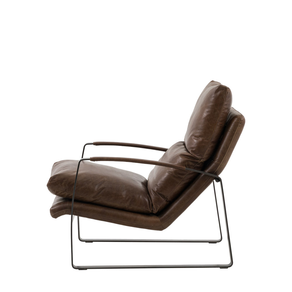 Foix Lounger Brown Leather