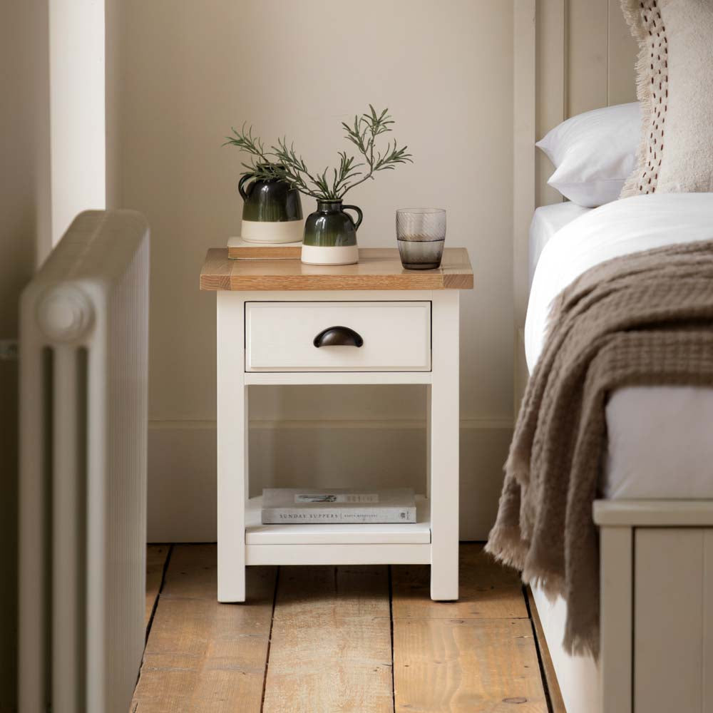 Oxford 1 Drawer Bedside White