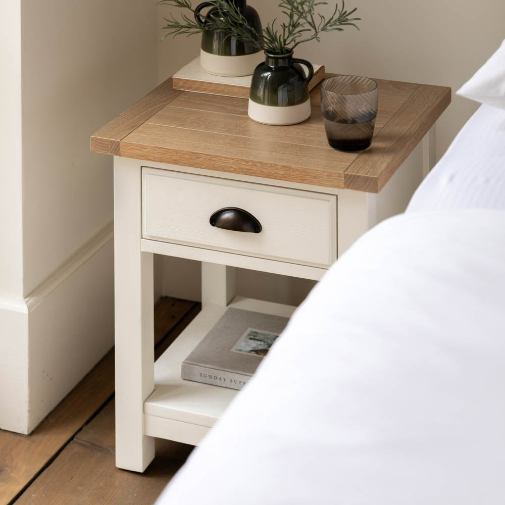 Oxford 1 Drawer Bedside White