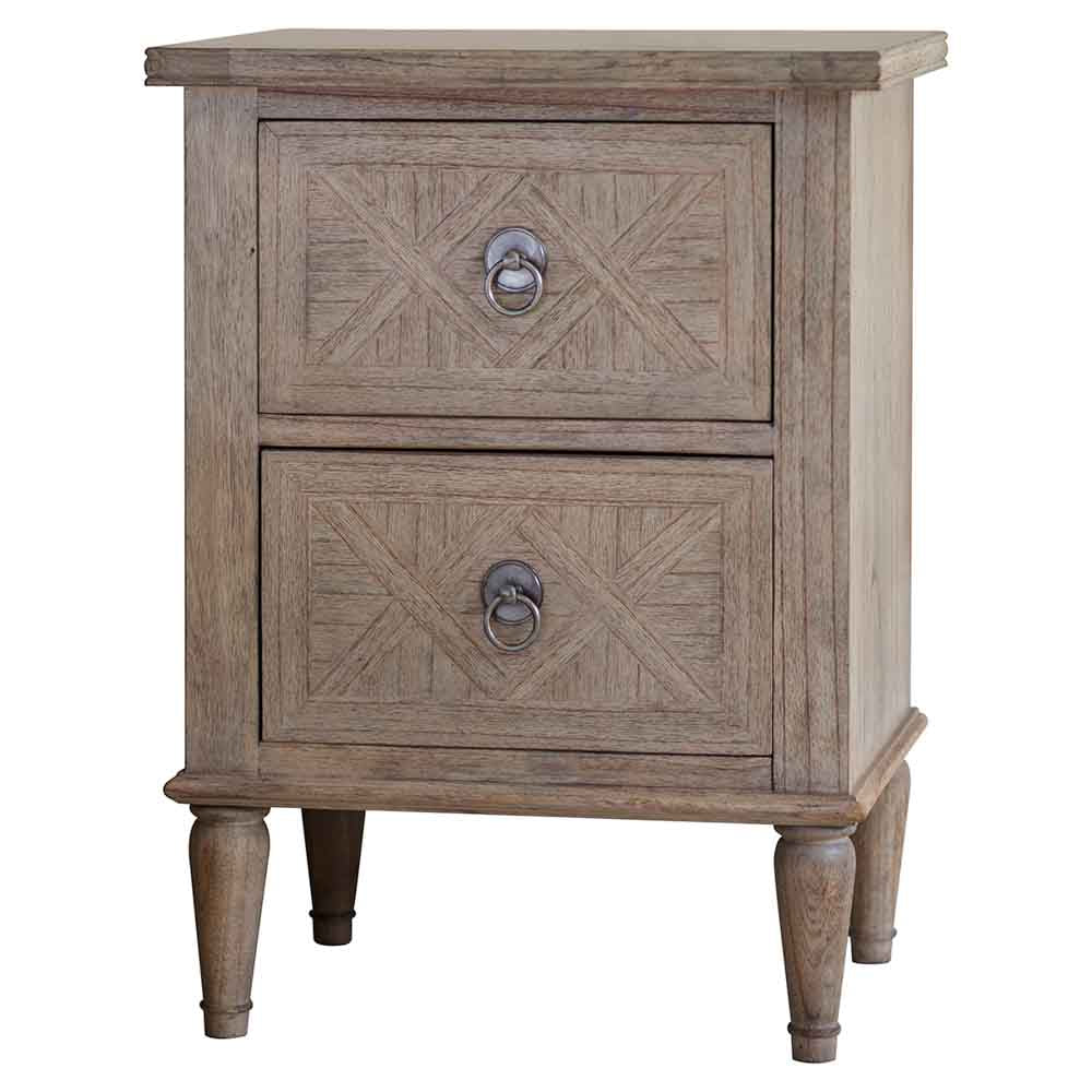 Reims 2 Drawer Bedside Table Natural