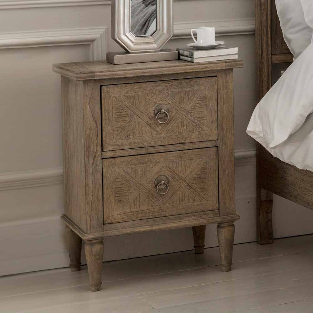 Reims 2 Drawer Bedside Table Natural