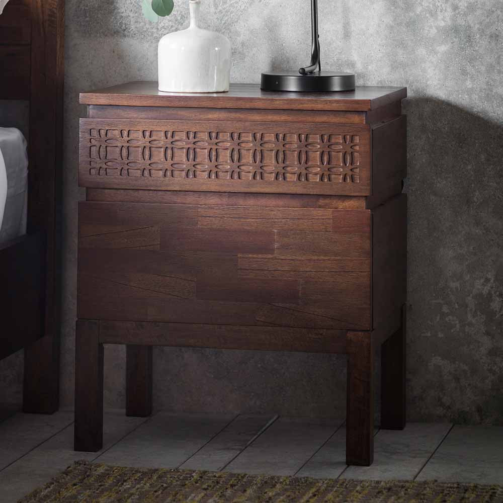 Aswan Retreat Bedside 2 Drawer Chest Brown Mango
