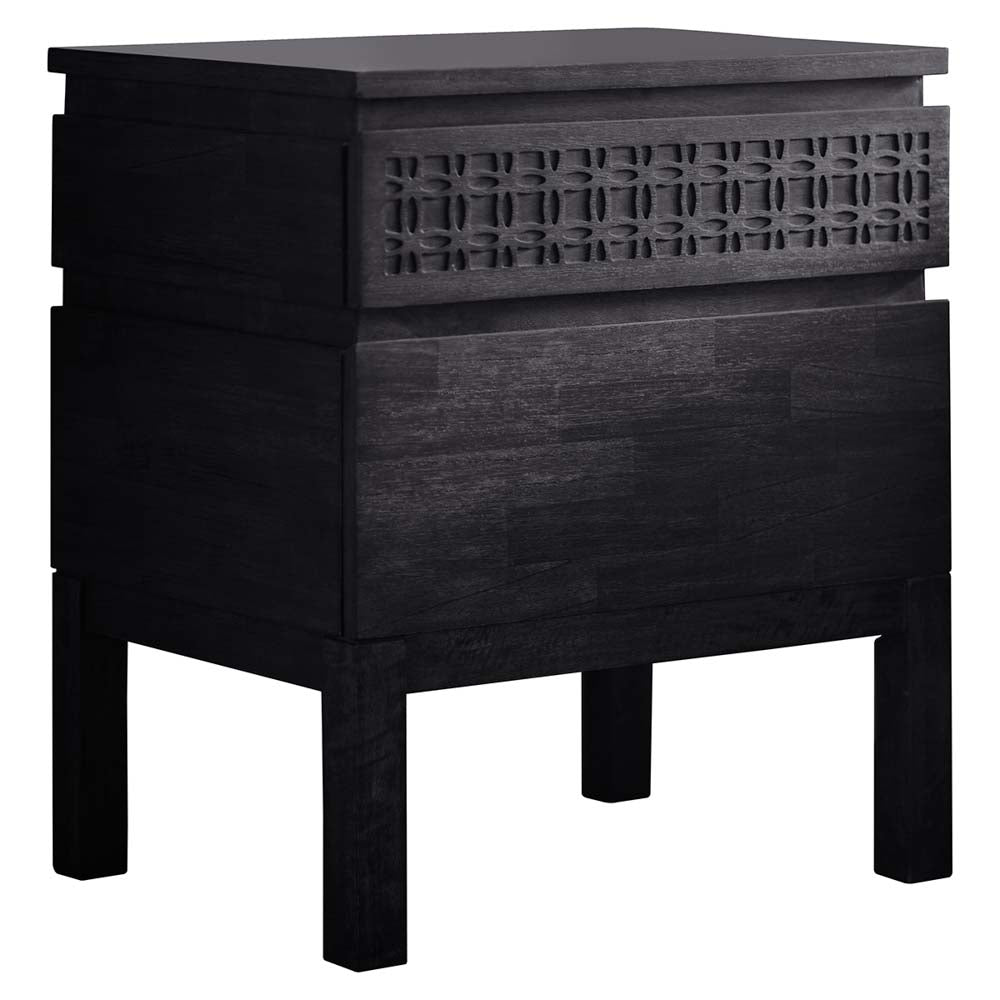 Aswan Boutique Bedside 2 Drawer Chest Black Mango