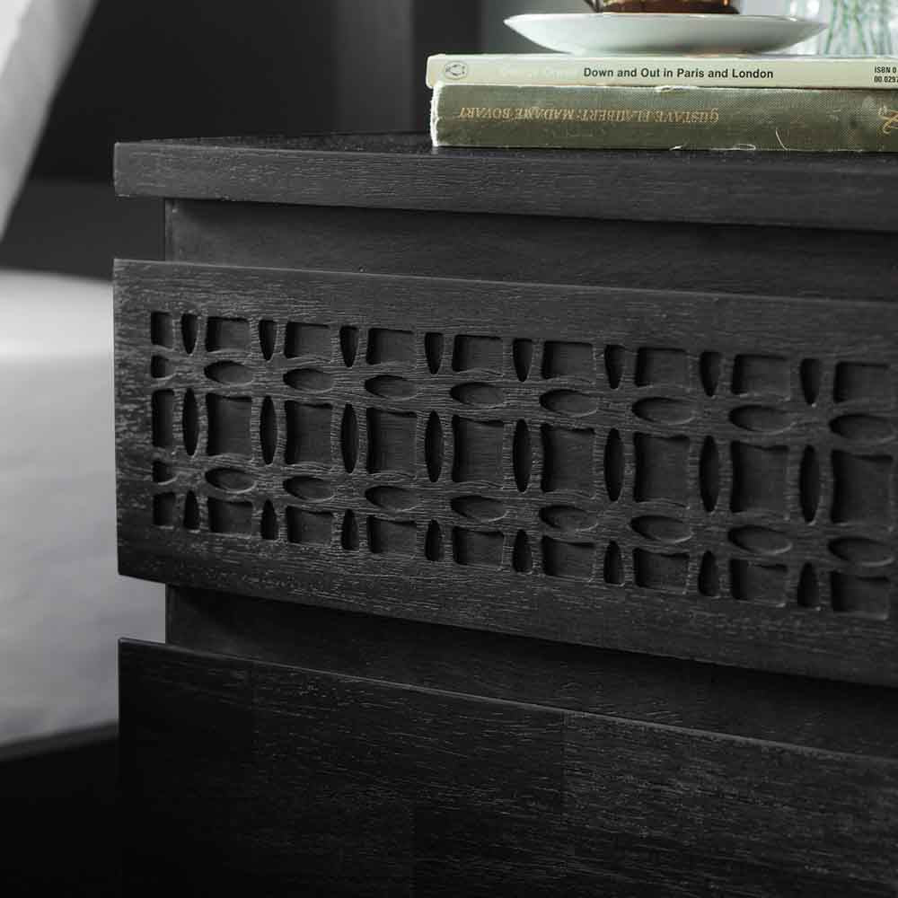 Aswan Boutique Bedside 2 Drawer Chest Black Mango