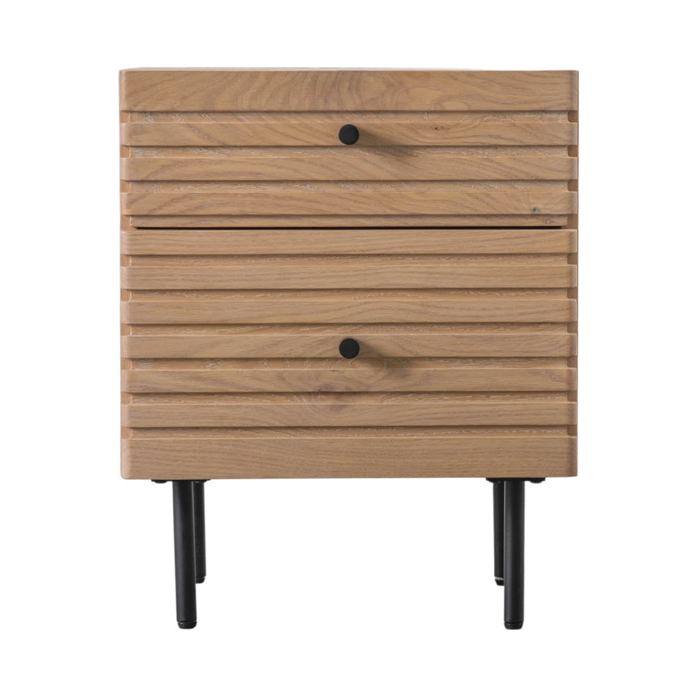 Sapporo 2 Drawer Bedside Oak