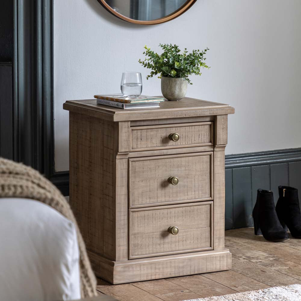 Alberta 3 Drawer Bedside
