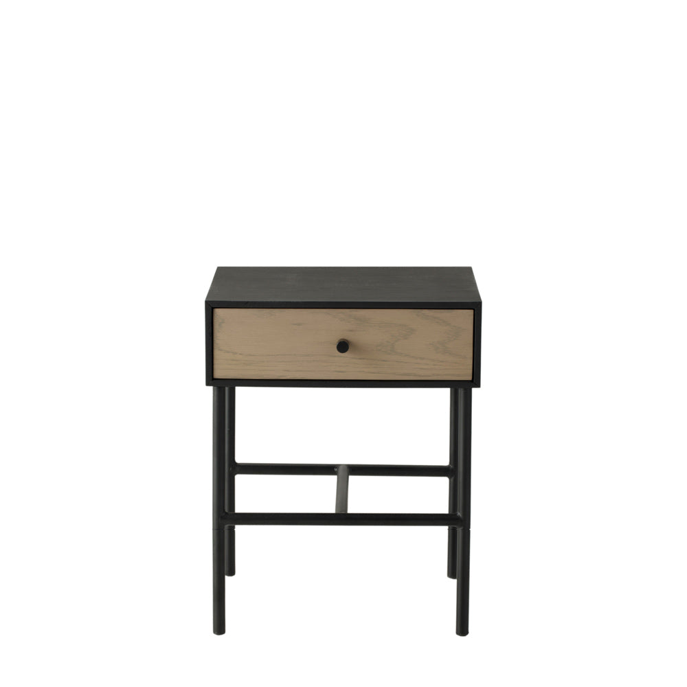 Marseille 1 Drawer Bedside Table Black / Natural