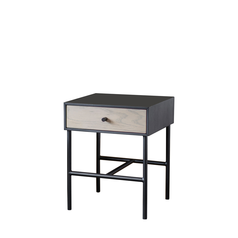 Marseille 1 Drawer Bedside Table Black / Natural