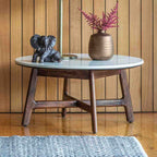 Managua Round Coffee Table Dark Wood / Marble