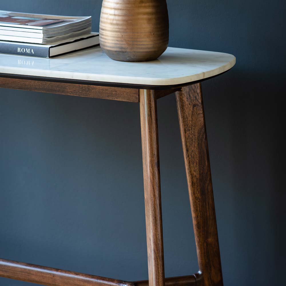 Managua Console Table Dark Wood / Marble
