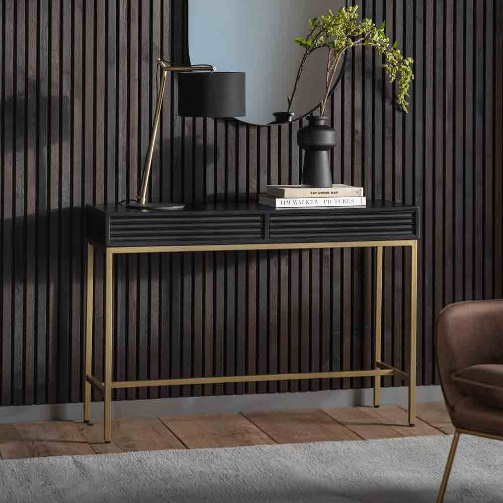 Pavlova 2 Drawer Console Table Black / Gold