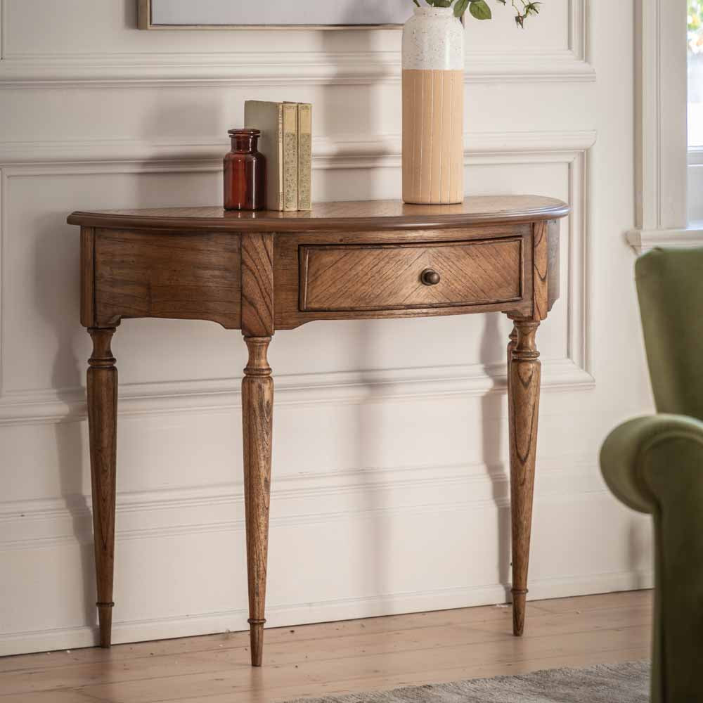 Kerman Demi Lune Table Peroba
