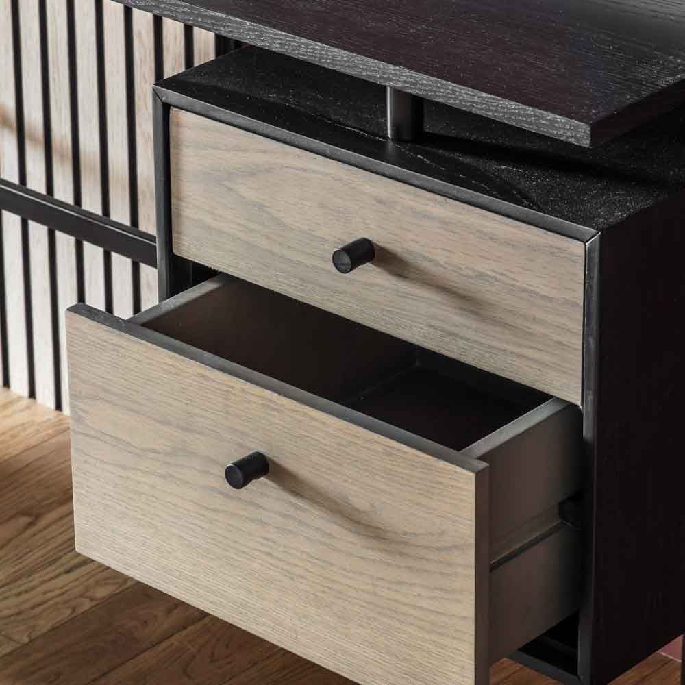 Marseille 2 Drawer Desk Black / Natural