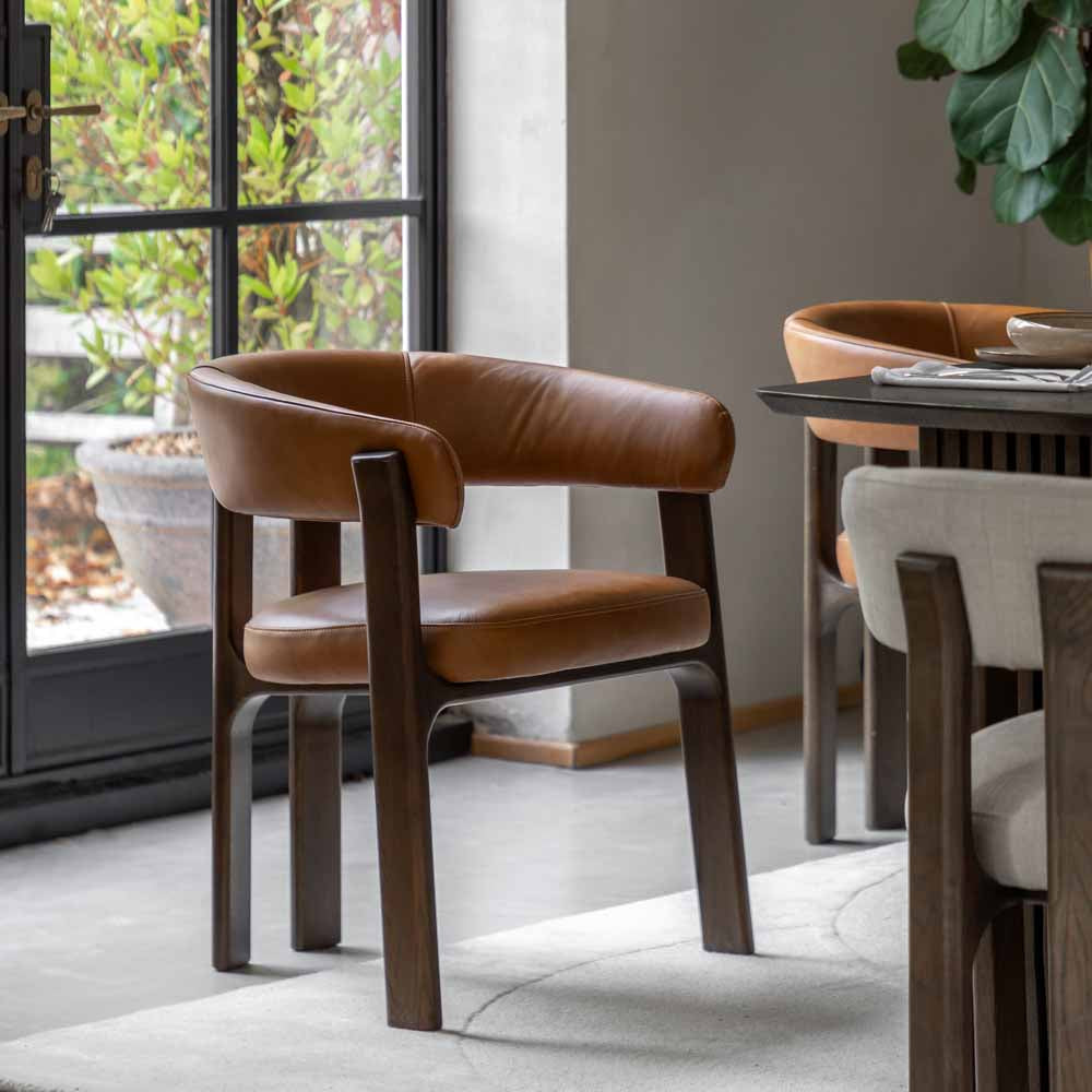 Pinzano Dining Chair Brown Leather