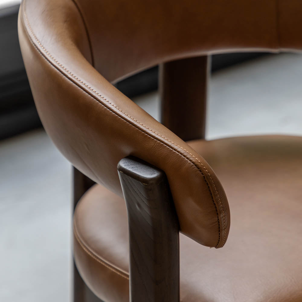 Pinzano Dining Chair Brown Leather