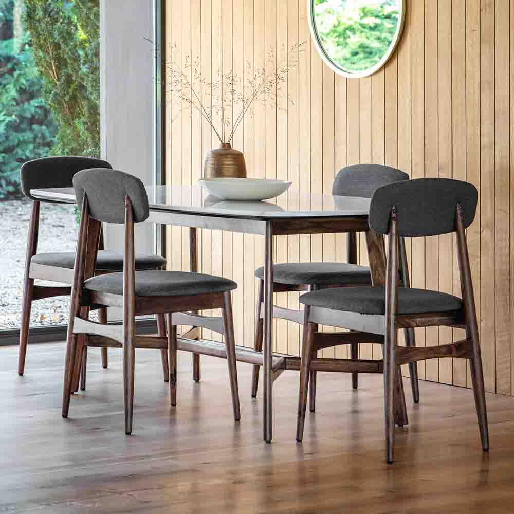 Managua Dining Table Rectangle Dark Wood / Marble