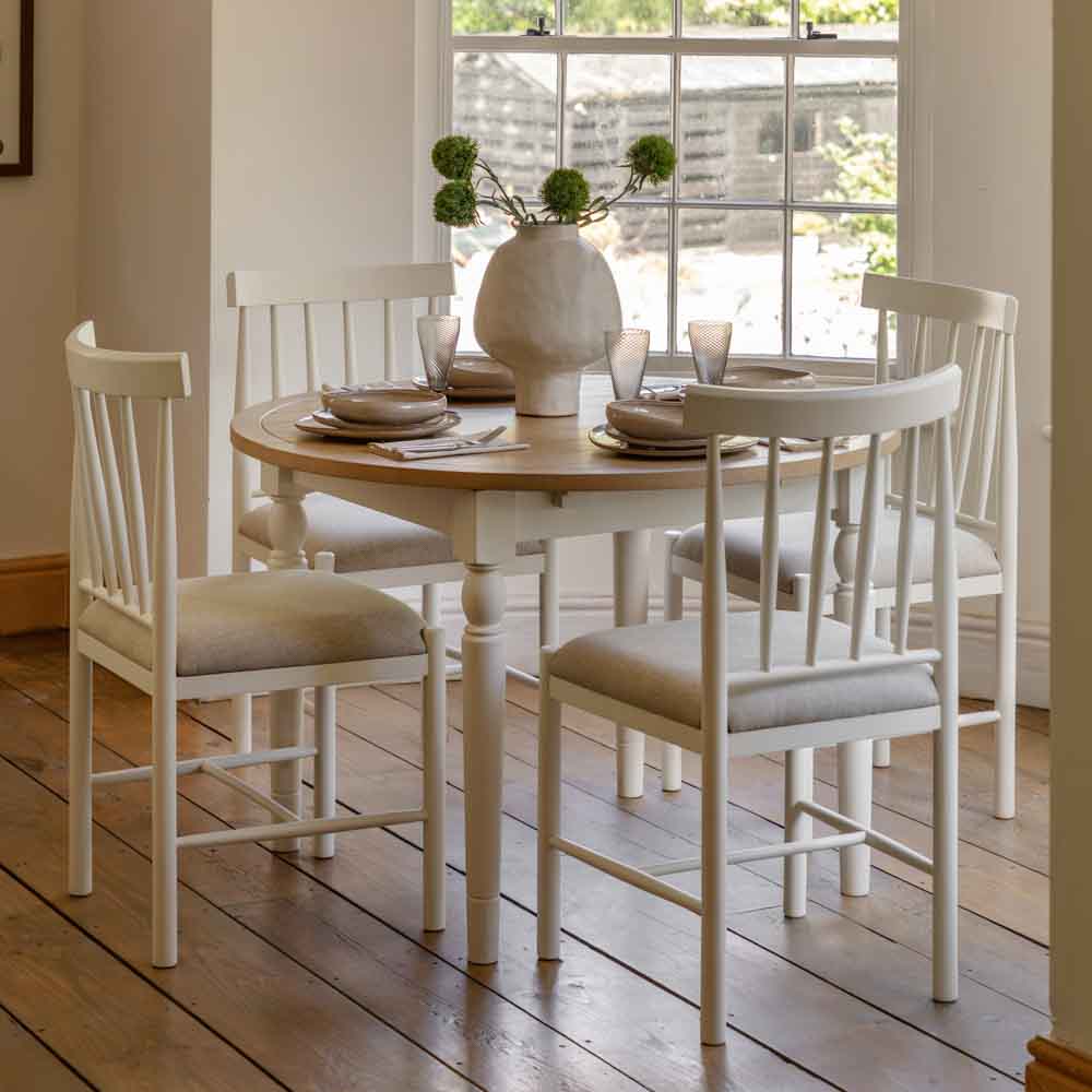 Oxford Round Extending Dining Table White