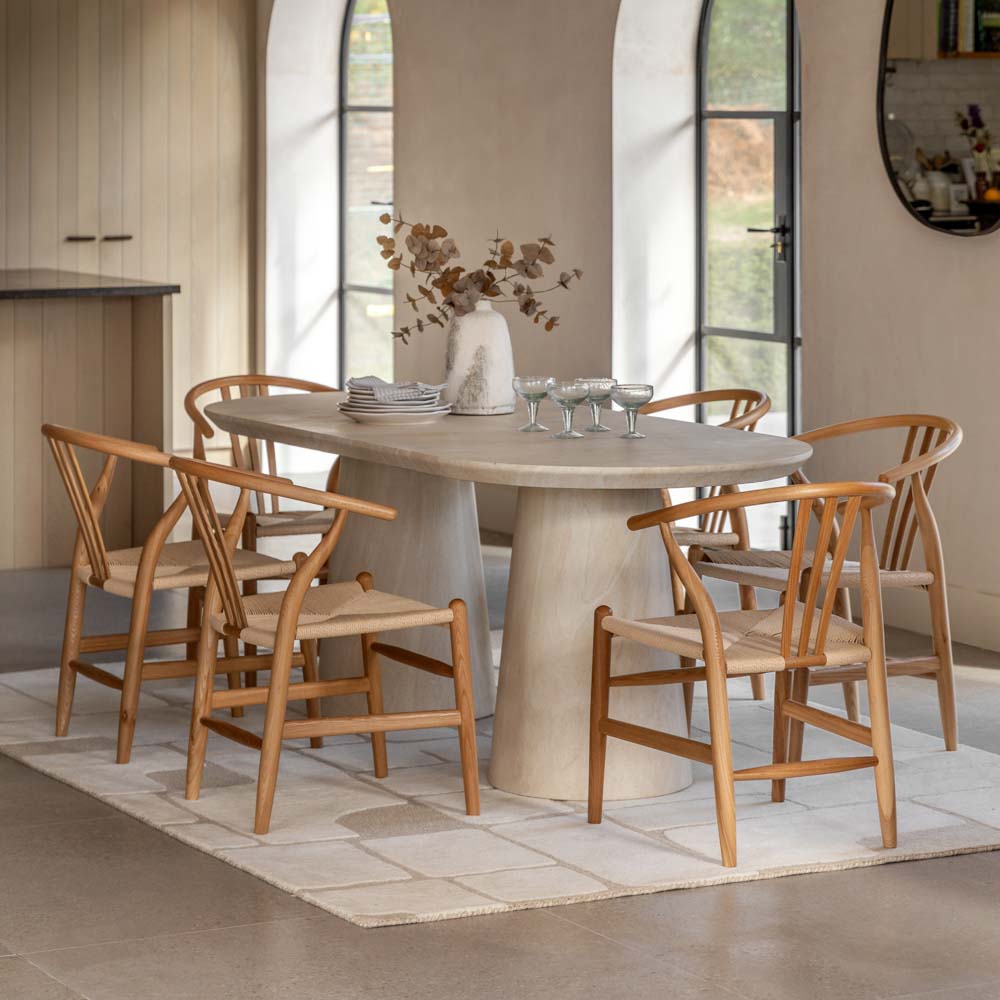Vigo Oval Dining Table Travertine