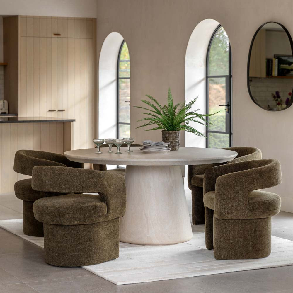 Vigo Round Dining Table Travertine