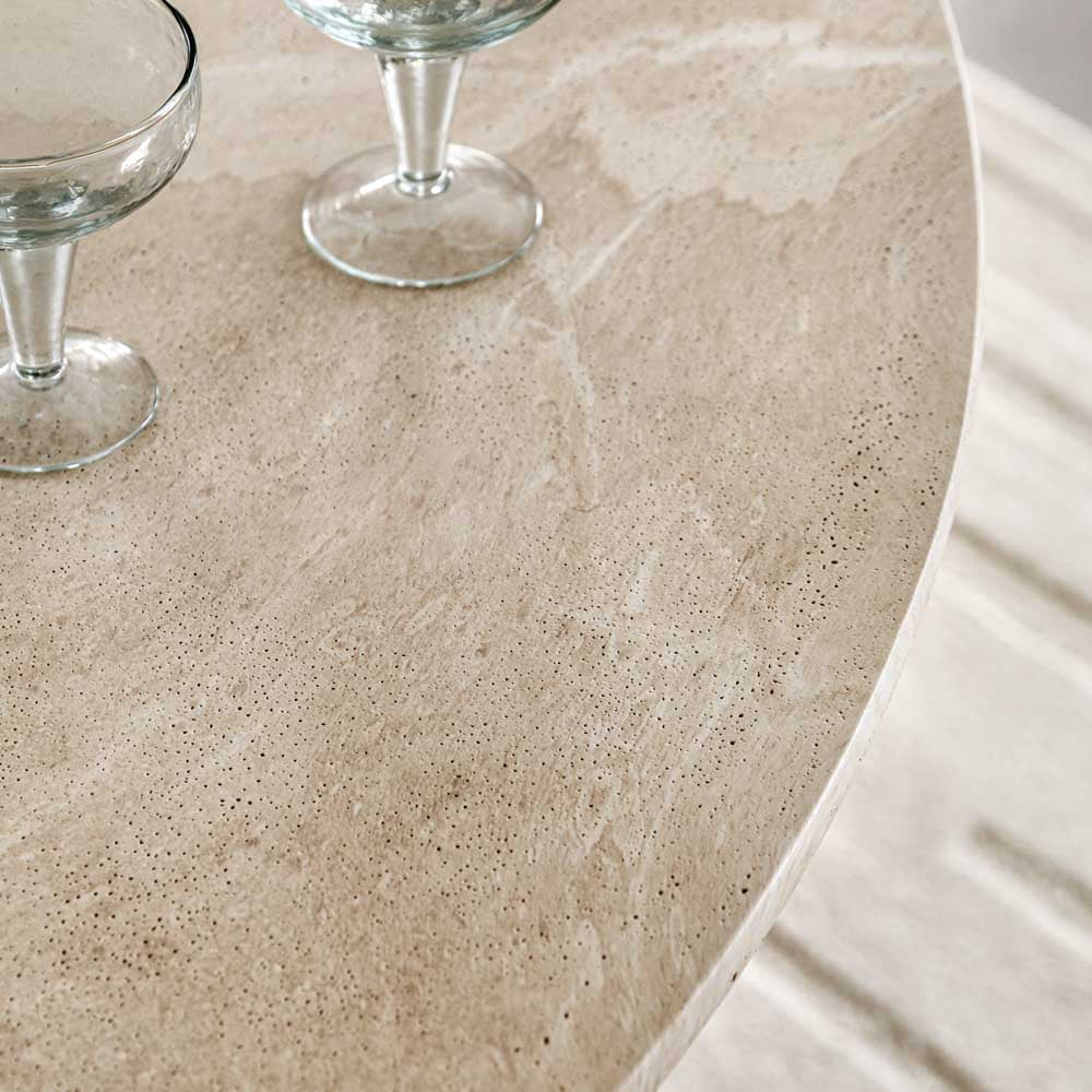 Vigo Round Dining Table Travertine