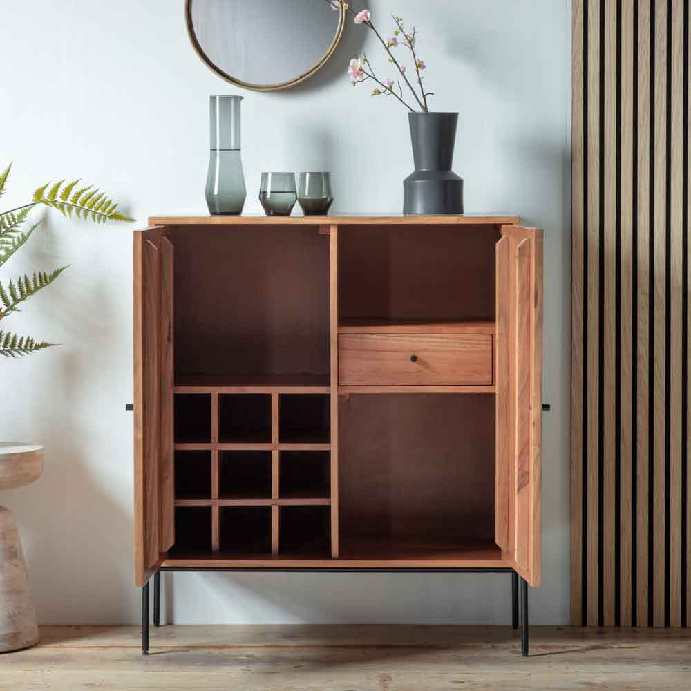 Springfield 2 Door Drinks Cabinet Natural Acacia