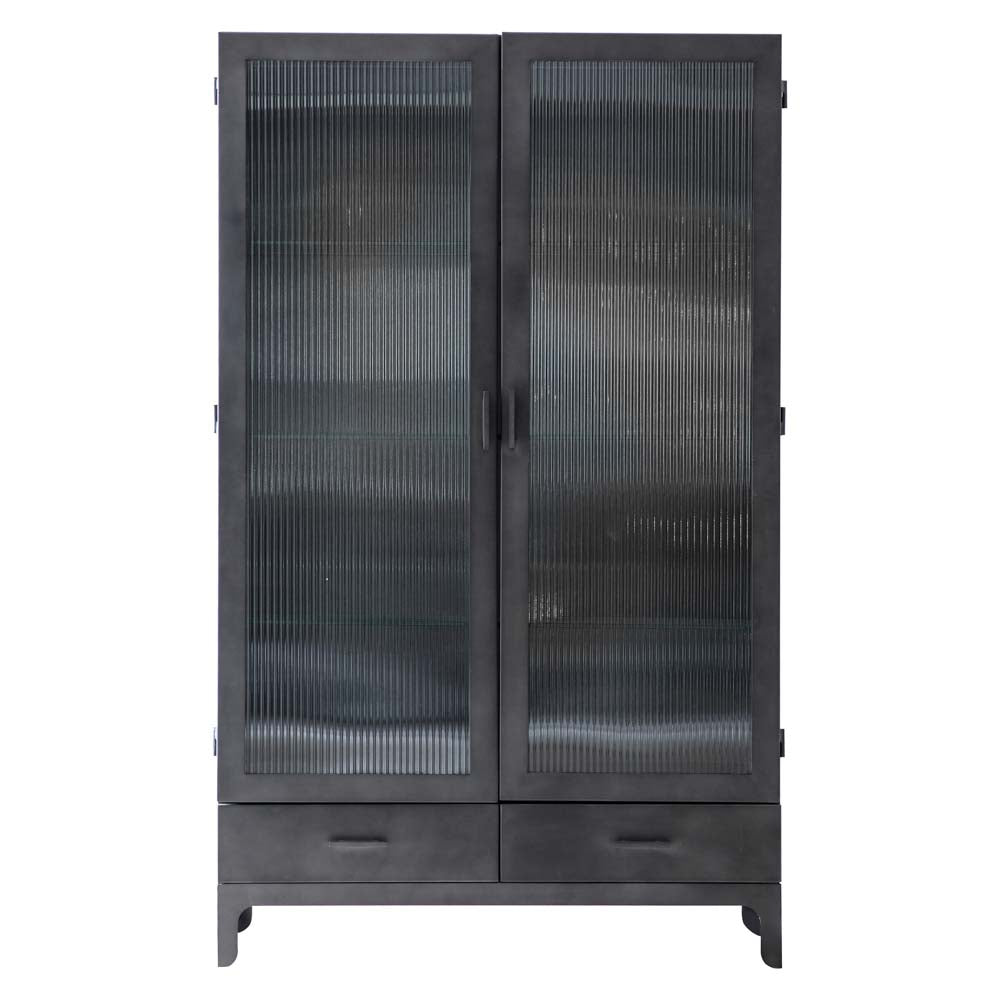 Hanau 2 Door 2 Drawer Display Unit Dark Grey Glass