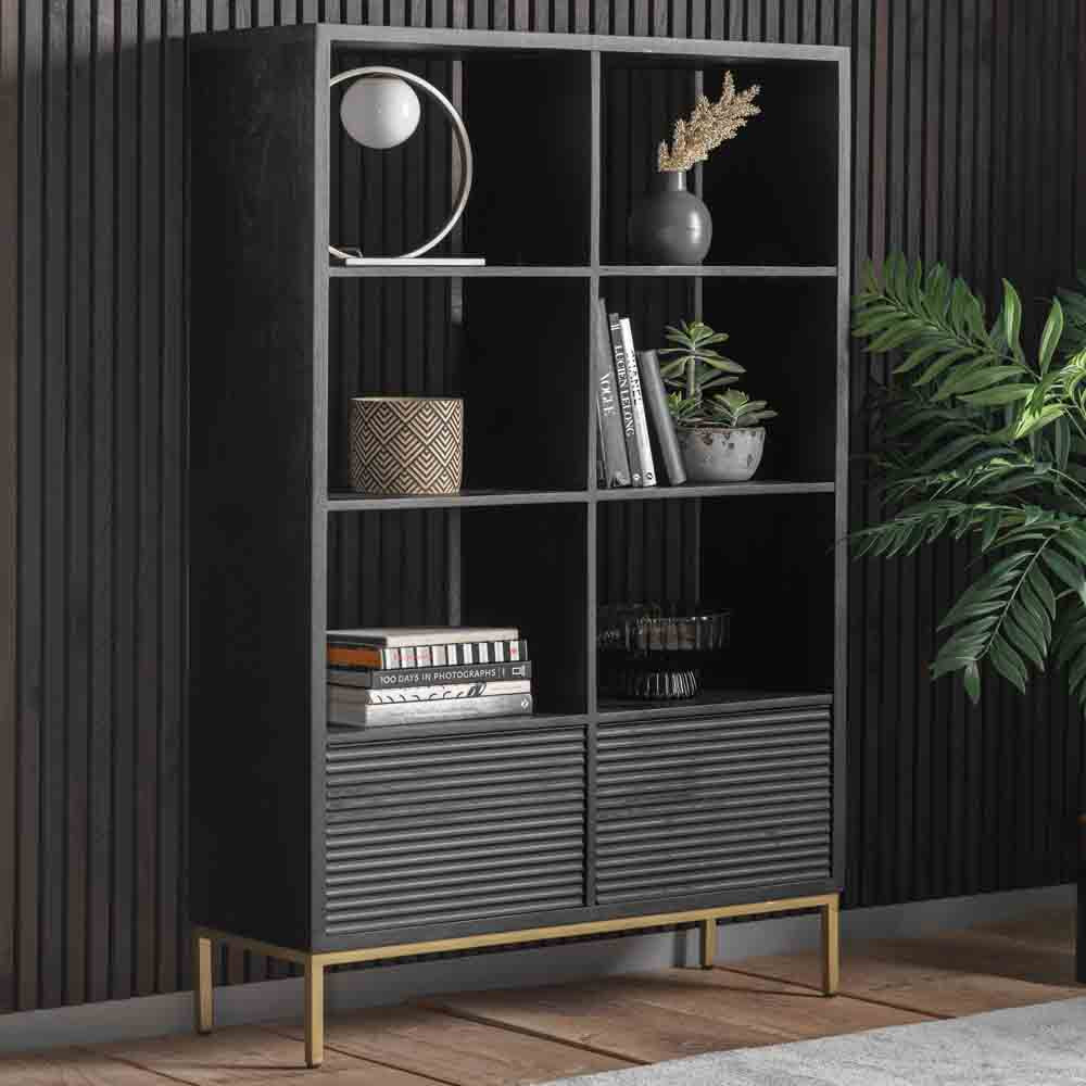 Pavlova 2 Door Open Display Unit Black / Gold