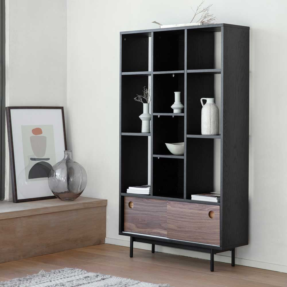 Lisbon Display Unit Black / Walnut