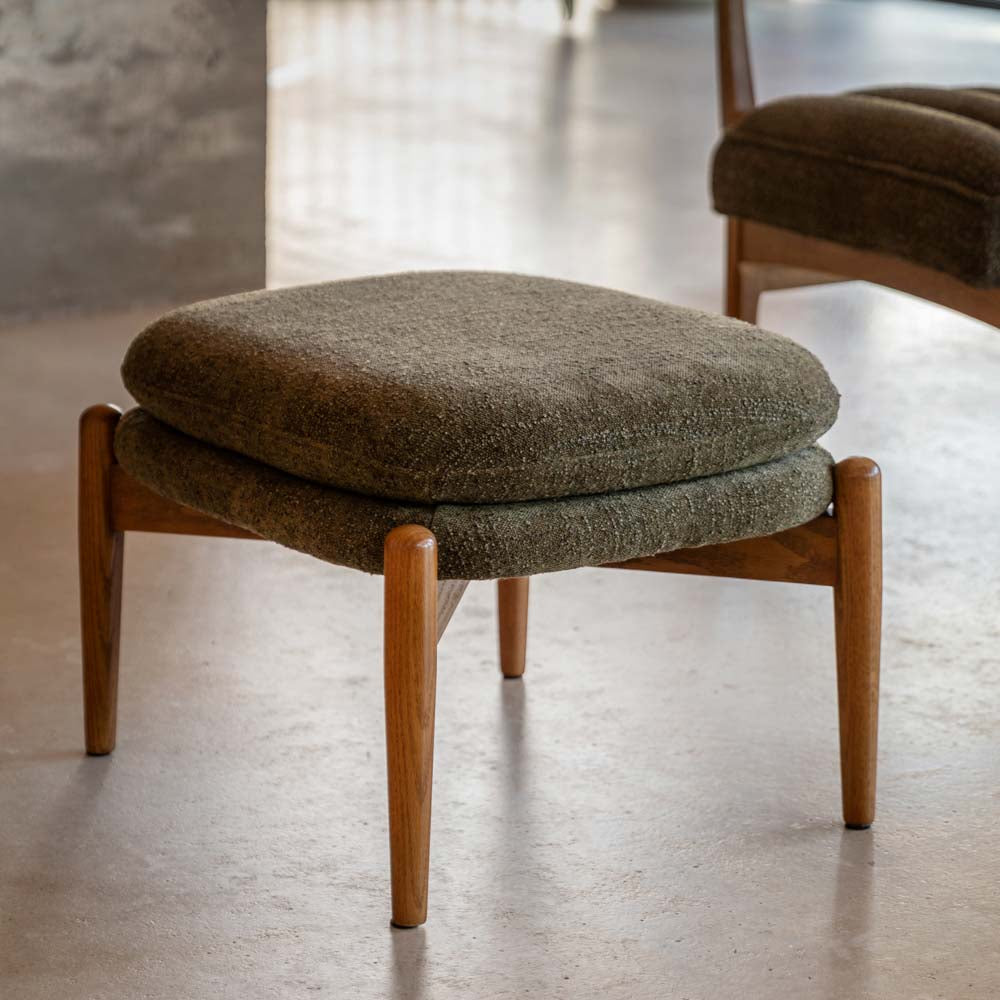 Busan Footstool Green Boucle