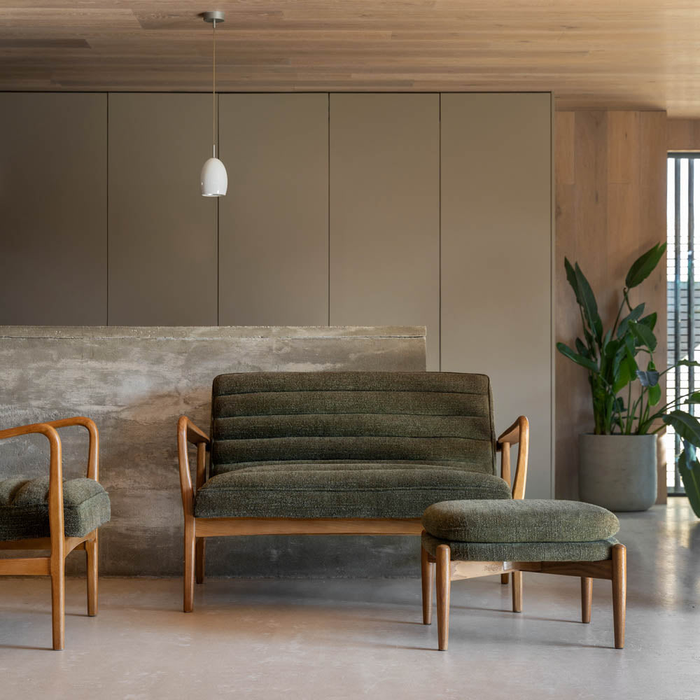Busan Footstool Green Boucle