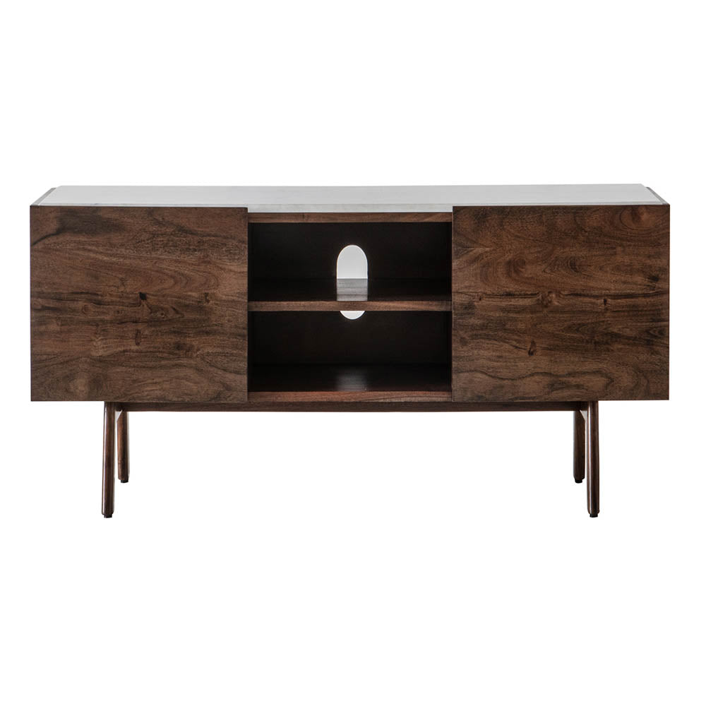 Managua Media Cabinet Dark Wood / Marble