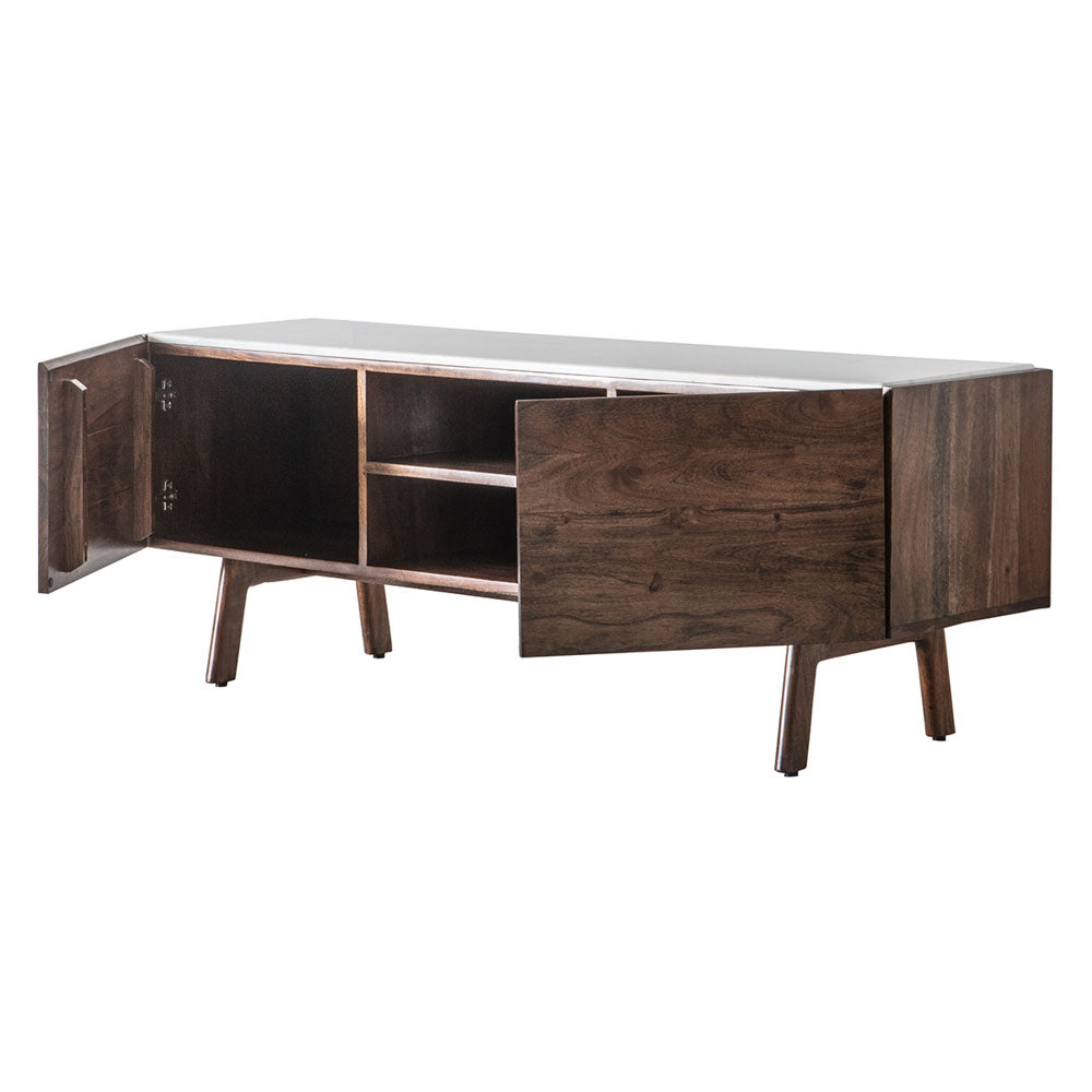 Managua Media Cabinet Dark Wood / Marble