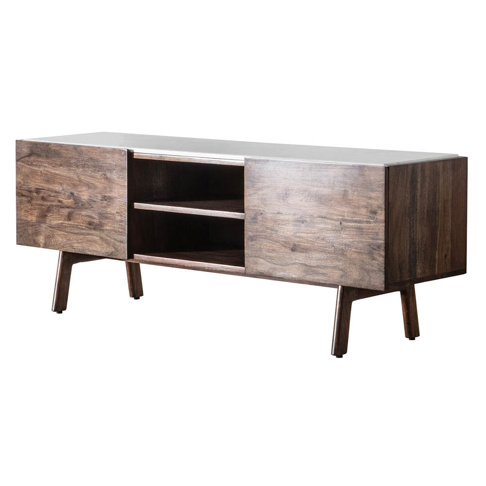 Managua Media Cabinet Dark Wood / Marble