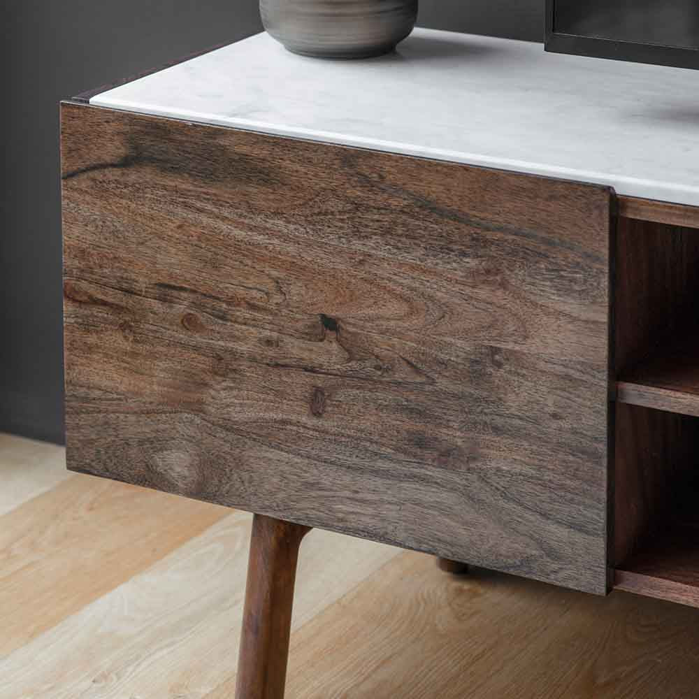 Managua Media Cabinet Dark Wood / Marble