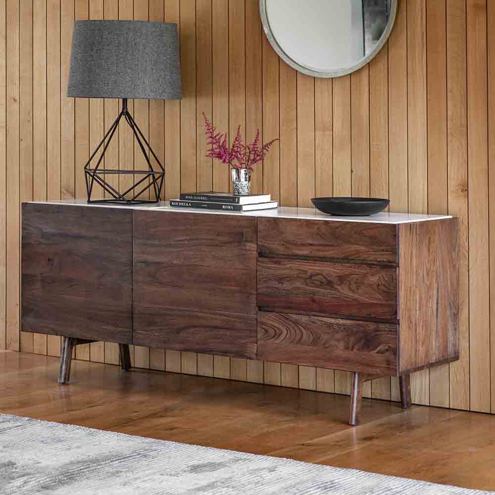 Managua Sideboard Dark Wood / Marble