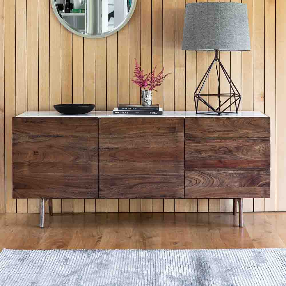 Managua Sideboard Dark Wood / Marble
