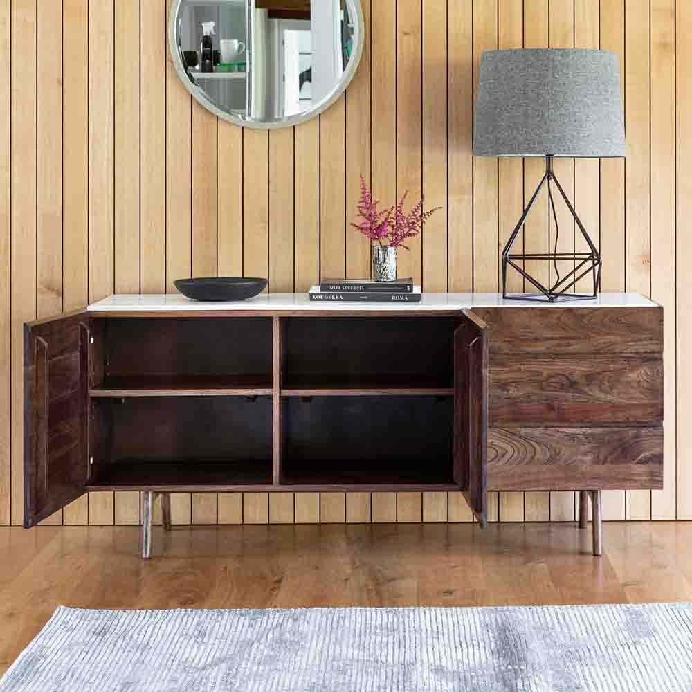 Managua Sideboard Dark Wood / Marble