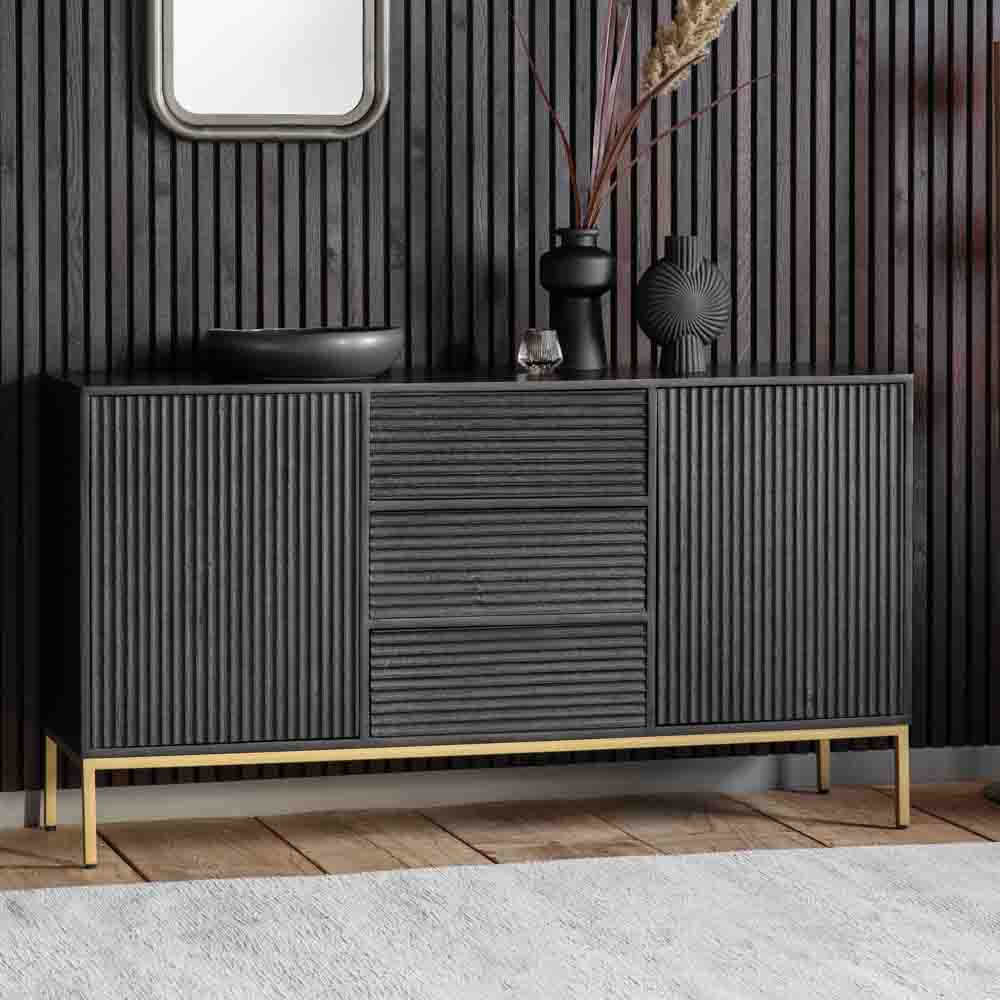 Pavlova 2 Door 3 Drawer Sideboard Black / Gold