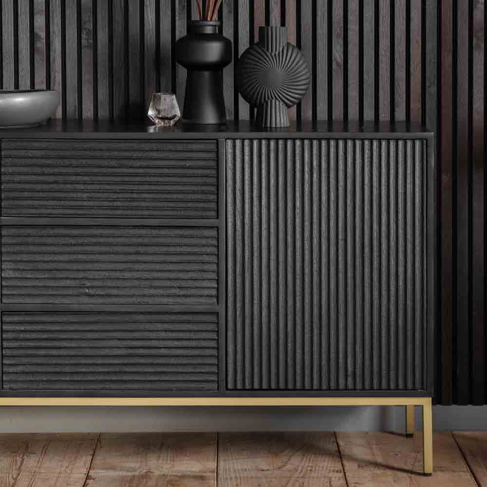 Pavlova 2 Door 3 Drawer Sideboard Black / Gold