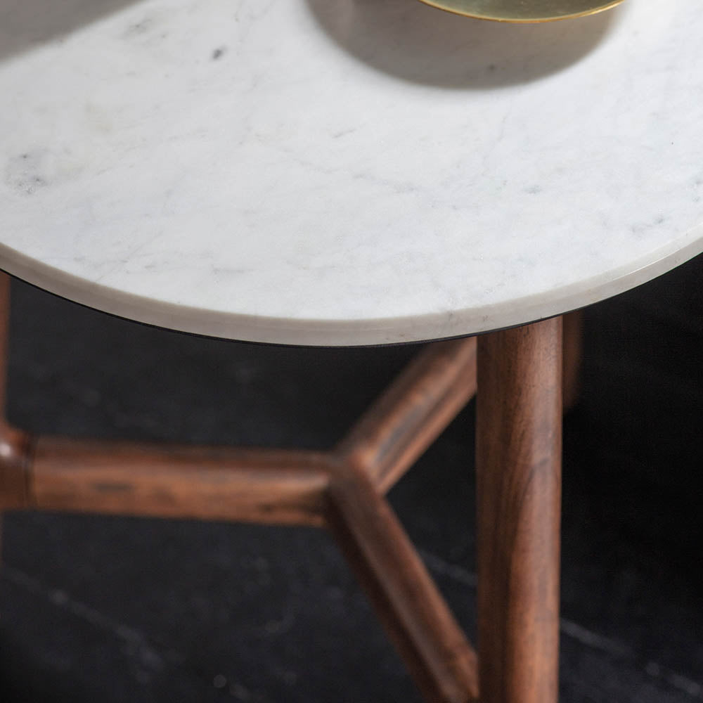 Managua Side Table Dark Wood / Marble