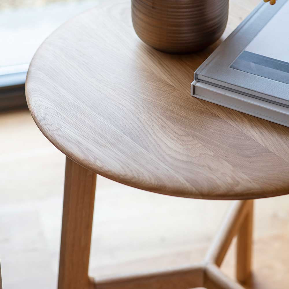 Girona Round Side Table Oak