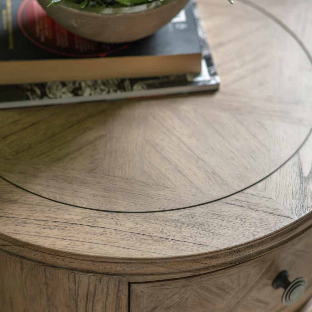 Reims Round 1 Drawer Side Table Natural