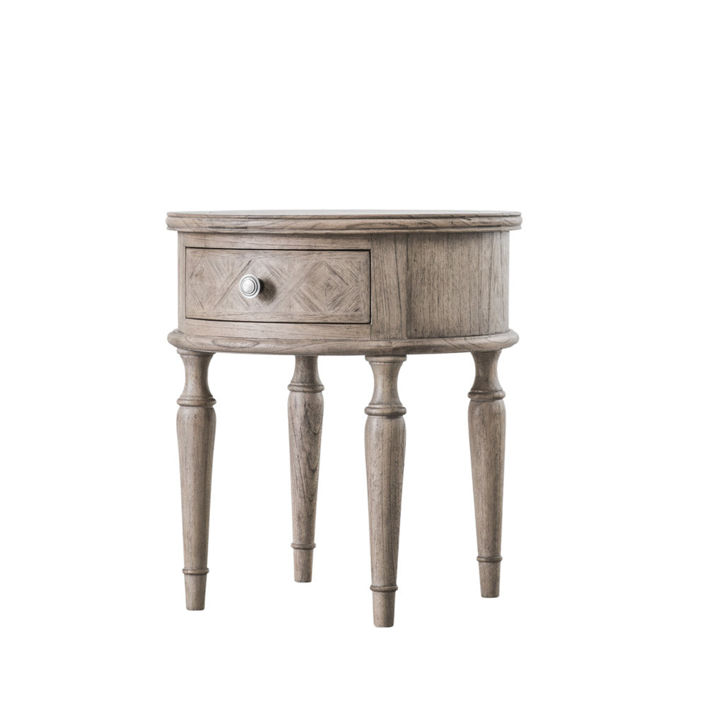 Reims Round 1 Drawer Side Table Natural