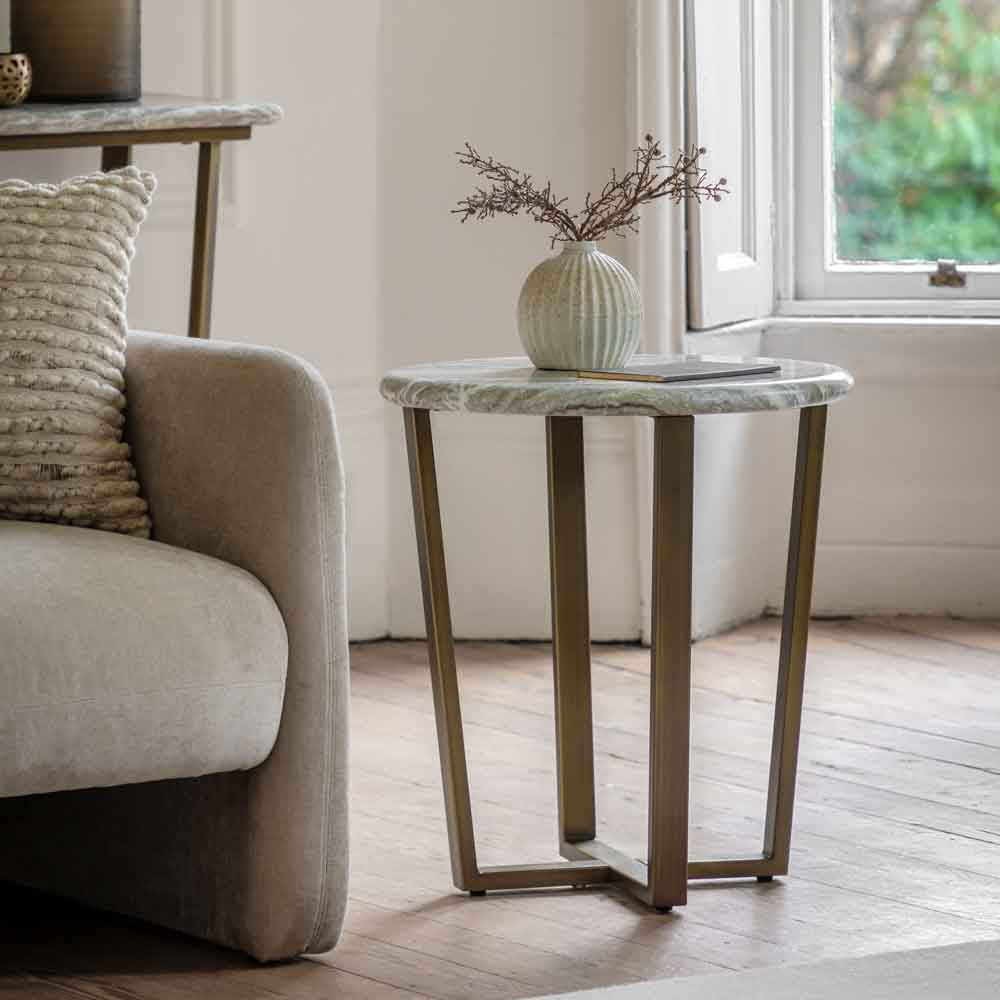 Guarda Side Table Green Marble