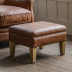 Buckingham Stool Vintage Brown Leather