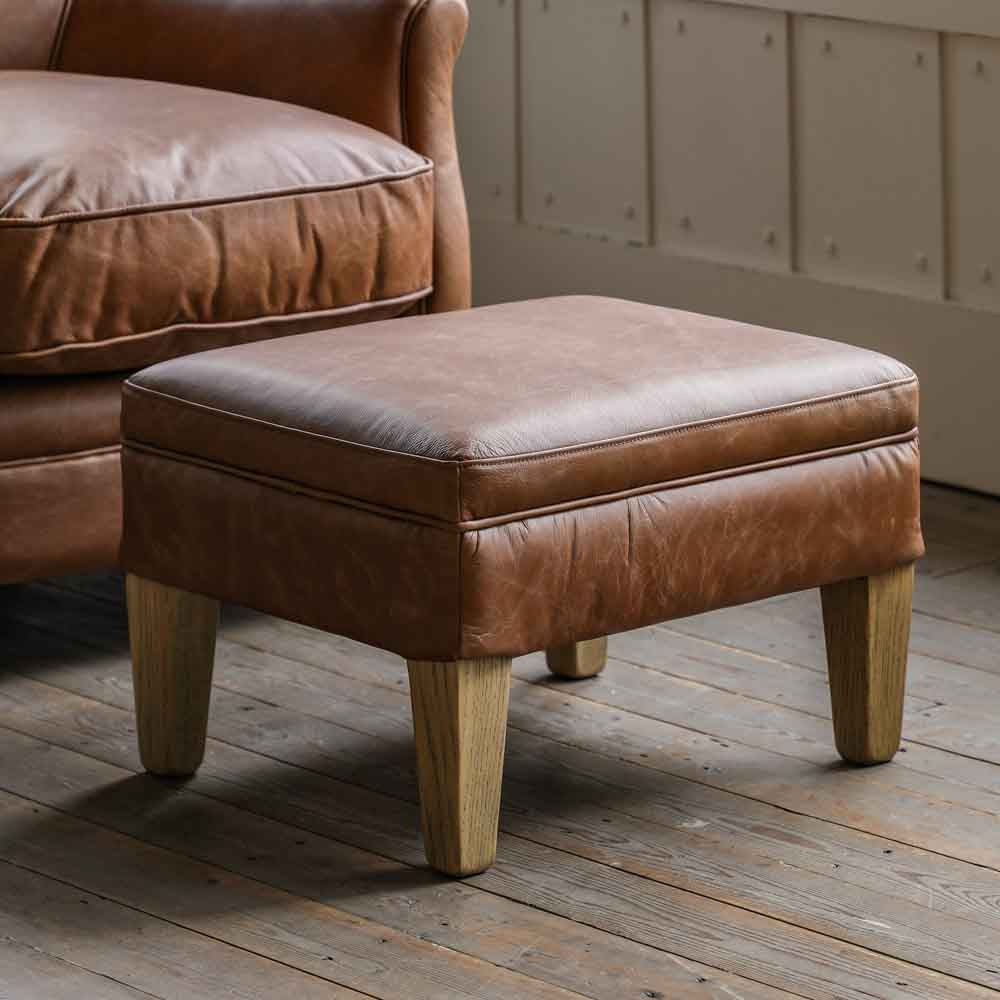 Buckingham Stool Vintage Brown Leather