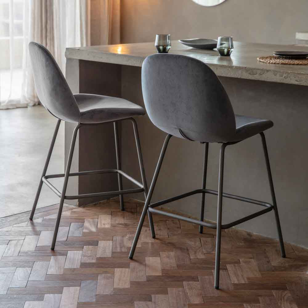 Dublin Stool Dark Grey Velvet (2 Pack)