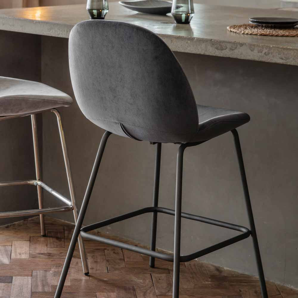 Dublin Stool Dark Grey Velvet (2 Pack)
