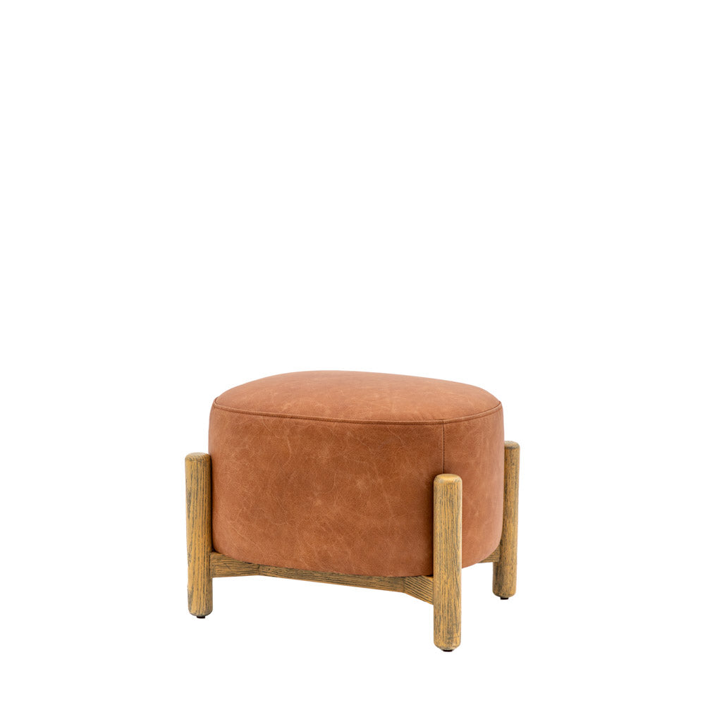 Wolfsberg Footstool Vintage Brown Leather