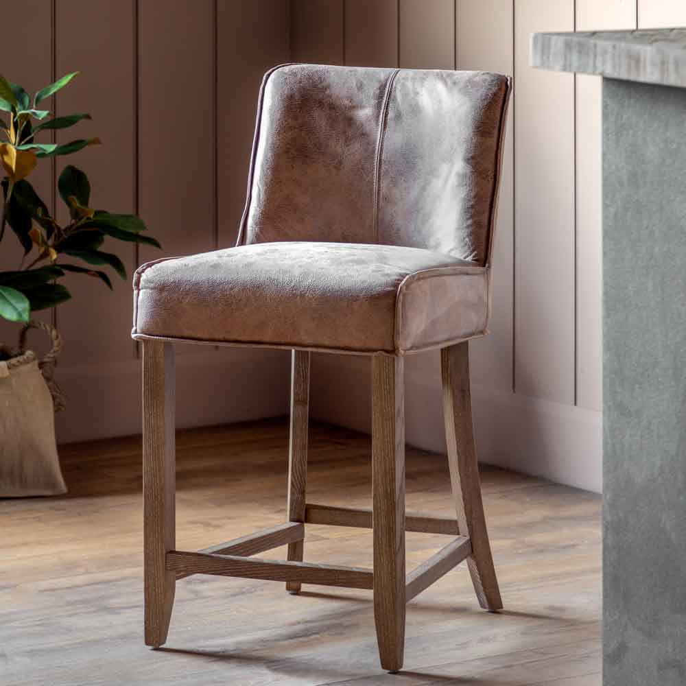 Brescia Bar Stool Brown Leather (2 Pack)